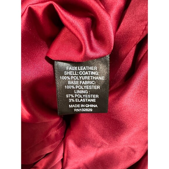 House Of Harlow 1960 Bordeaux Dress Size M Red Vegan Leather Midi Cut Out NWT - Picture 14 of 15